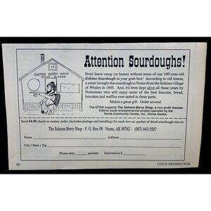 Eskimo Sourdough Print Ad Vintage 90s The Salmon Berry Shop Nome AK